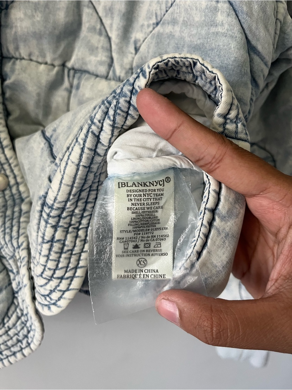 Light Gray denim wash boho Quilted Women's Jacket - Picture 9 of 14